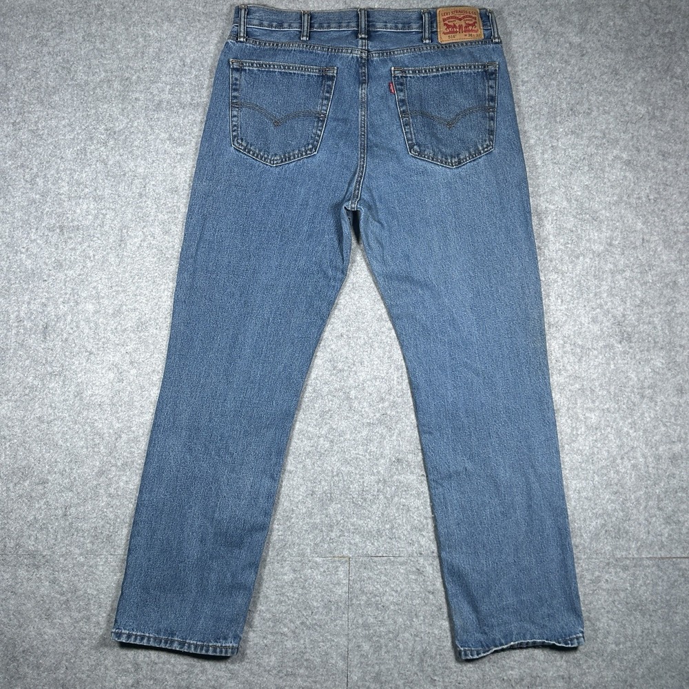 Levis 516 Denim jeans men's size 38x32 (36x30) Blue washed straight leg zip Flap